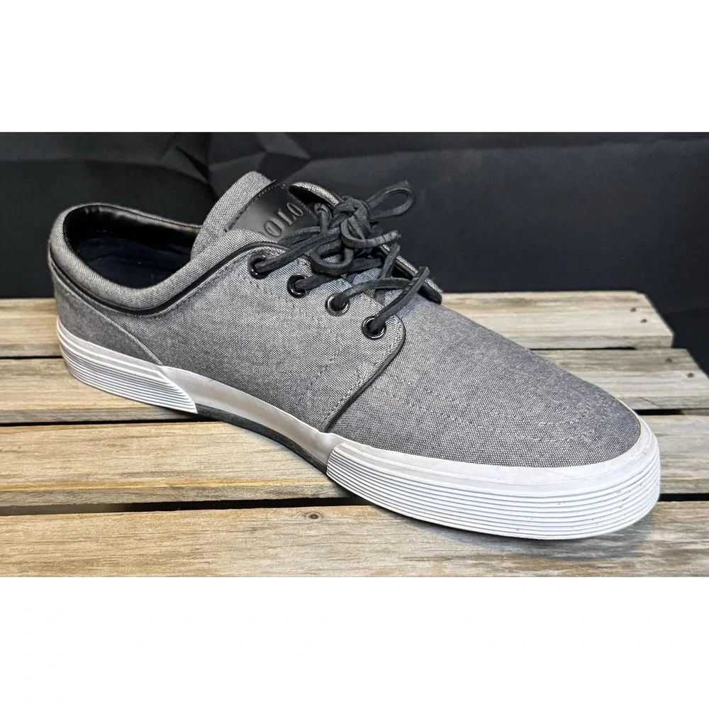 Polo Ralph Lauren Shoes Mens Size 9.5 Gray Chambray Faxon Low Casual Sneakers
